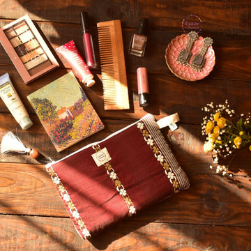 Flat Zip Utility Pouch (Eri) Maroon