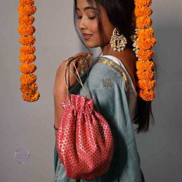 Upcycled Potli Bag Pink