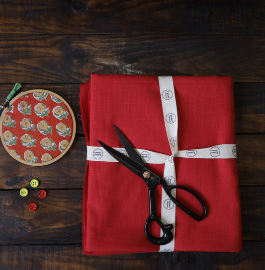 Slub Cotton fabric Red