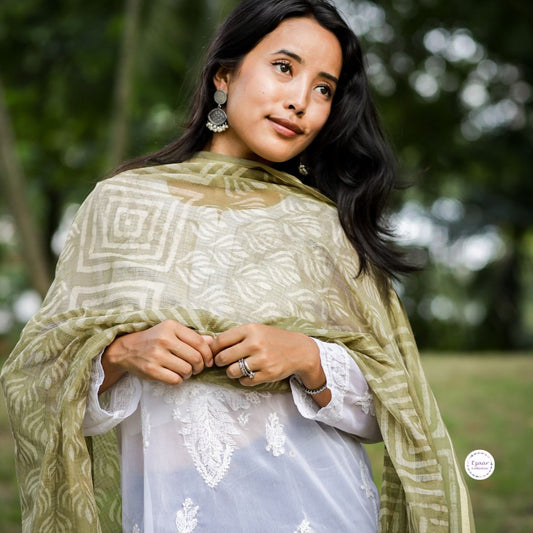 Block print kota doria dupatta