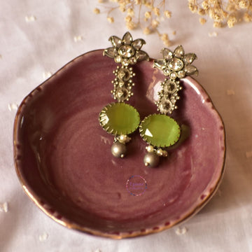 Ishita Silver Lookalike Earrings Green