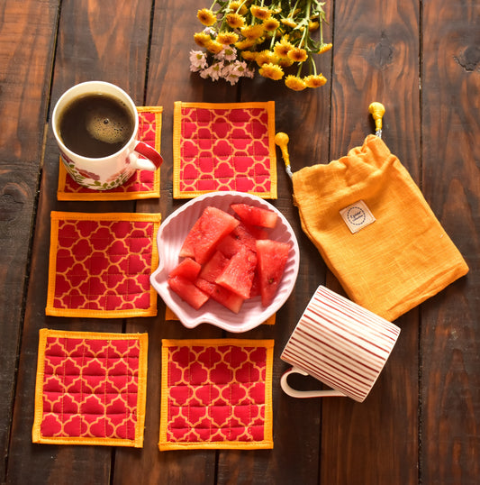 Golden Bloom Coaster Set