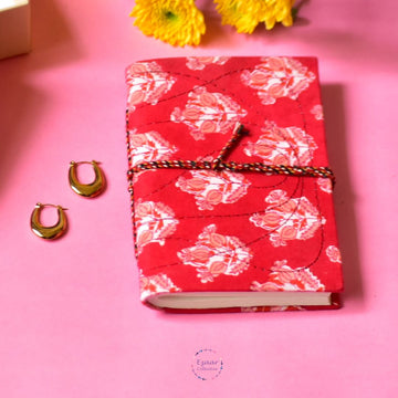 Handmade Paper Journal | Block Print Cover | Red