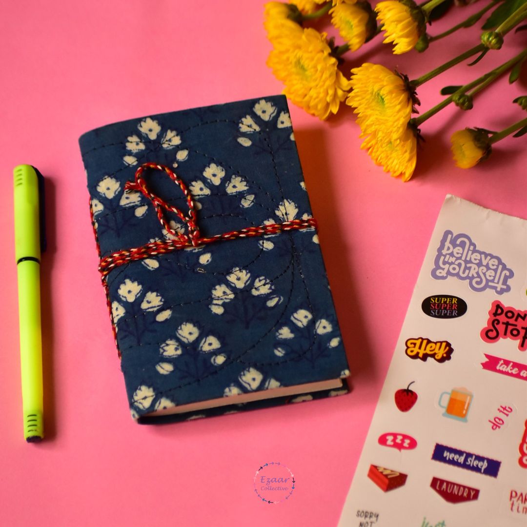 Handmade Paper Journal | Block Print Cover | Indigo