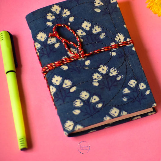 Handmade Paper Journal | Block Print Cover | Indigo