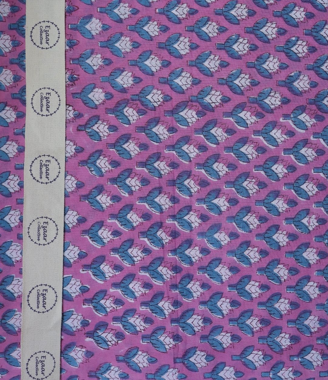 Purple Mogra Floral Jaal Sanganeri hand block print Cotton Fabric