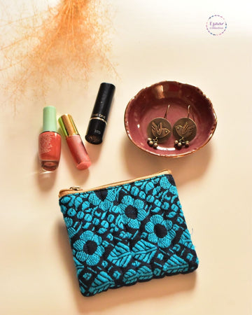 Patchwork Mini Pouch -Blue