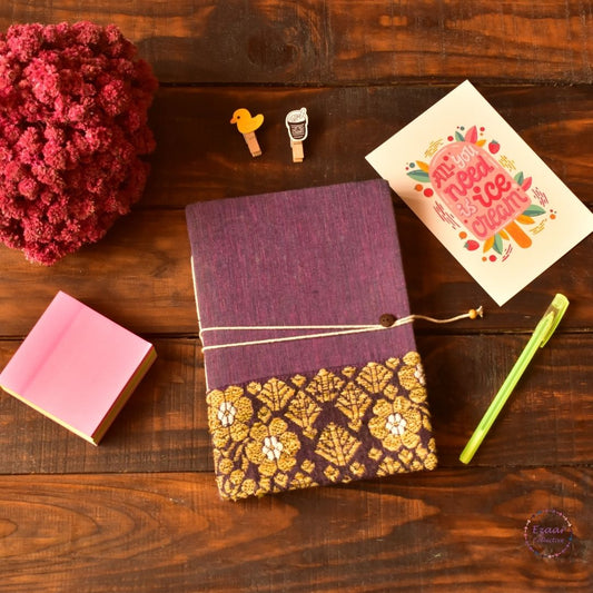 Handmade Paper Journal | Upcycled Handloom Cover