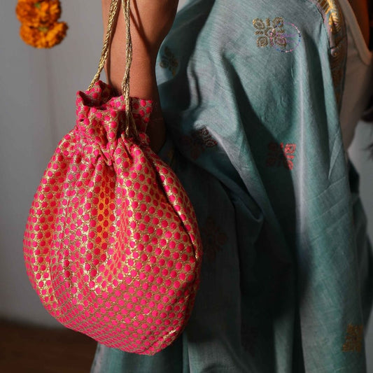 Upcycled Potli Bag Pink