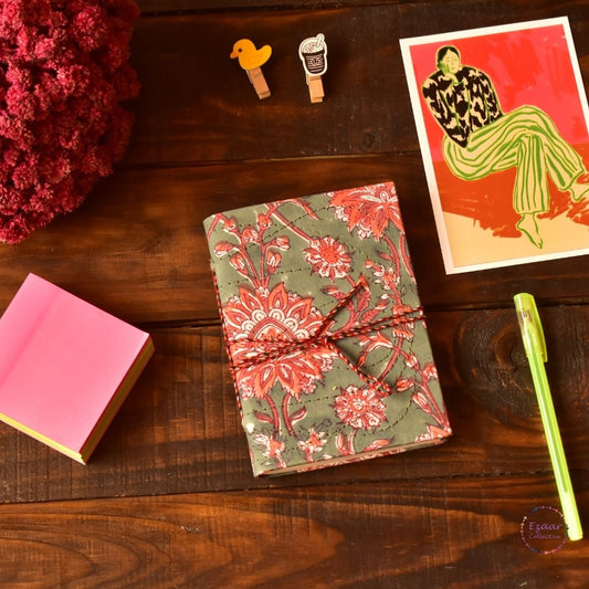 Handmade Paper Journal | Block Print Cover |floral