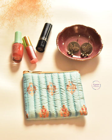 Patchwork Mini Pouch - Blue