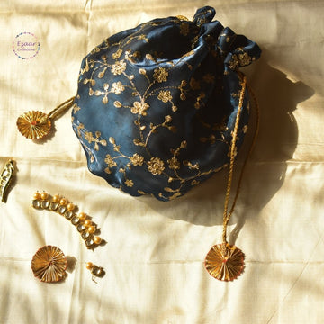 Upcycled Potli Bag Blue