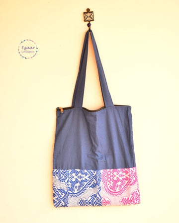 Patchwork Tote- Blue