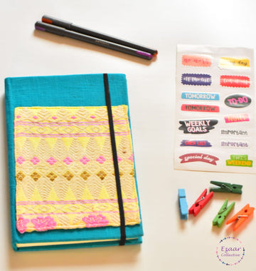 Handmade Paper Diary| Upcycled Handloom Cover