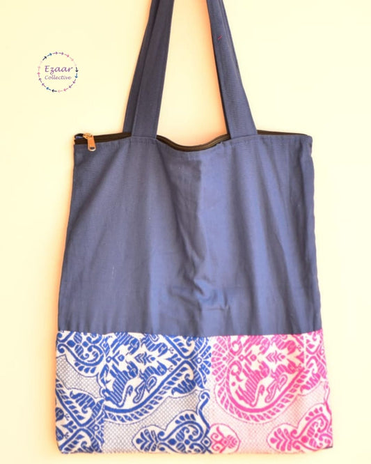 Patchwork Tote- Blue
