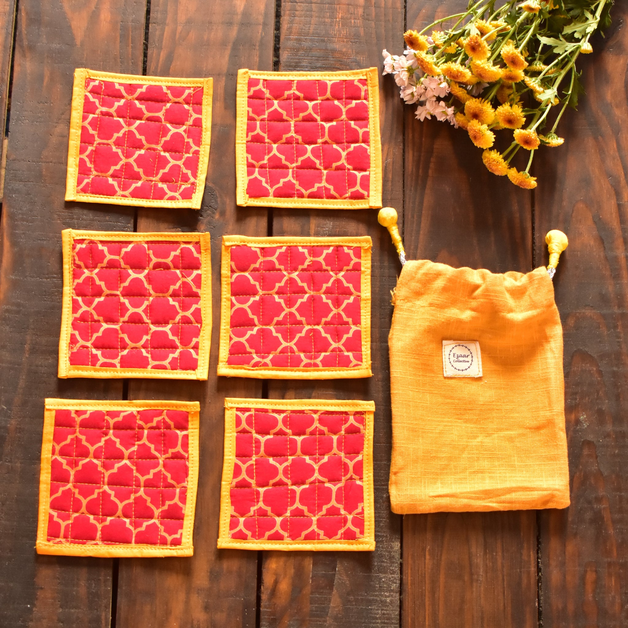 Golden Bloom Coaster Set