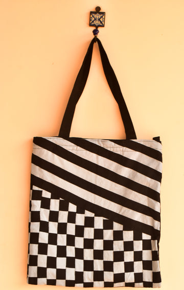 Patchwork Tote Bag - Black